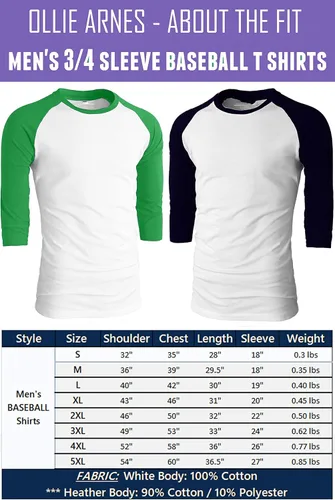Vista 4 de Ollie Arnes playera de cuello redondo algodón 34 para hombre,mangas raglán de baseball