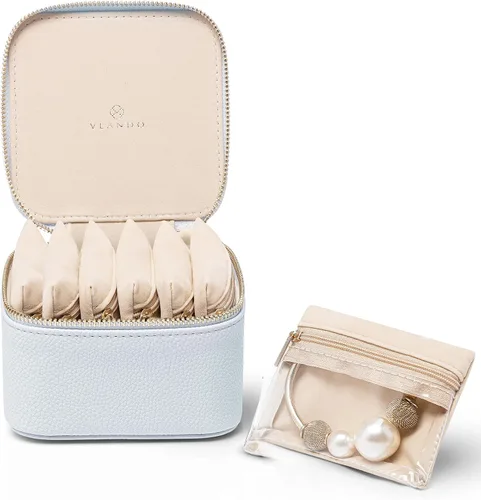 Vista 5 de VLANDO - Bolsa de viaje para joyería, 12 bolsas de terciopelo con A.12 PCS transparente