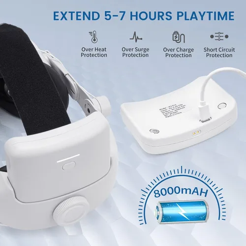 Vista 9 de alcopanda 1*Headphone Head Strap with Battery +Charing Dock for Quest 2