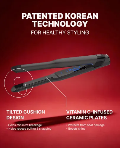 Vista 4 de GLAMPALM Plancha para el cabello 0.5" Plancha plana de cerámica infundida con Vita C, la herramienta profesional de salón n.º 1 de Corea