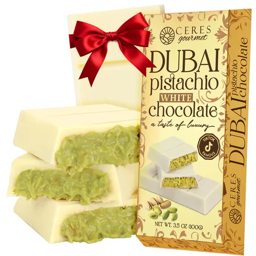 Vista 9 de Ceres Gourmet Barra de chocolate oscuro Dubai Pistachio Knafeh 3.5 oz