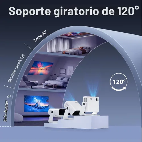Vista 7 de Wielio Proyector inteligente 2026 Android TV con WiFi 6 y Bluetooth 5.0 integrado más de 1000 aplicaciones 240 ANSI portátil para dormitorio, mini