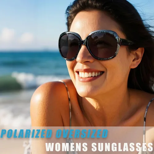 Vista 73 de Joopin Lentes de sol de gran tamaño para mujer, polarizados, grandes, para conducción, protección UV, grandes sombras