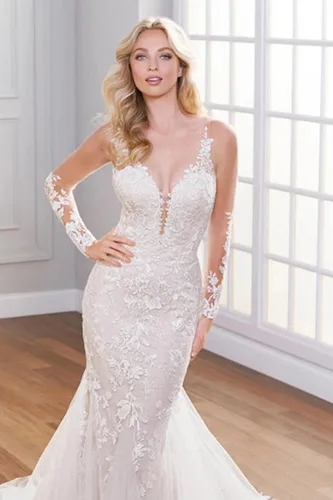 Vista 5 de TIRAS Vestidos de novia para mujer 2023 vestidos de novia de encaje con apliques de encaje CM002