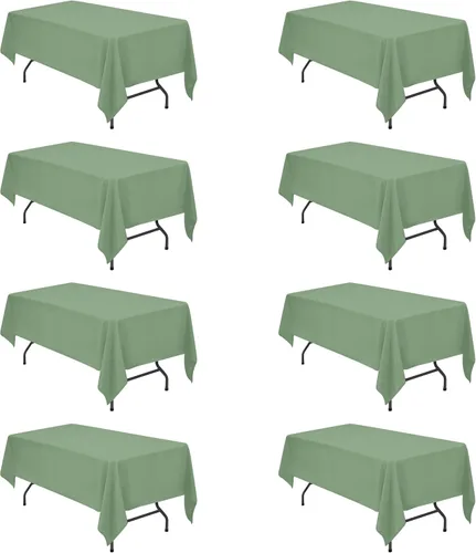 Vista 27 de BRILLMAX - Manteles para mesa rectangular de 6 pies, tela de lino de poliéster, lavable, para boda, recepción, banquete, fiesta de cumpleaños, 60 x