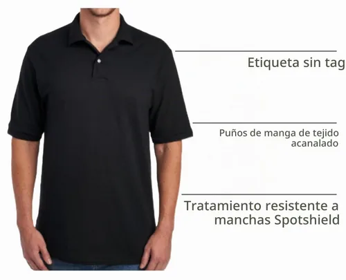 Vista 5 de Jerzees Men's Short Sleeve SpotShield Polo Shirts, Stain Resistant, Sizes S-5X Negro