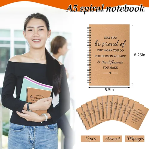Vista 2 de 12 cuadernos en espiral inspiradores A5, regalo de agradecimiento a granel, bloc de notas motivacionales de 6 x 8 pulgadas, 100 páginas/50 hojas