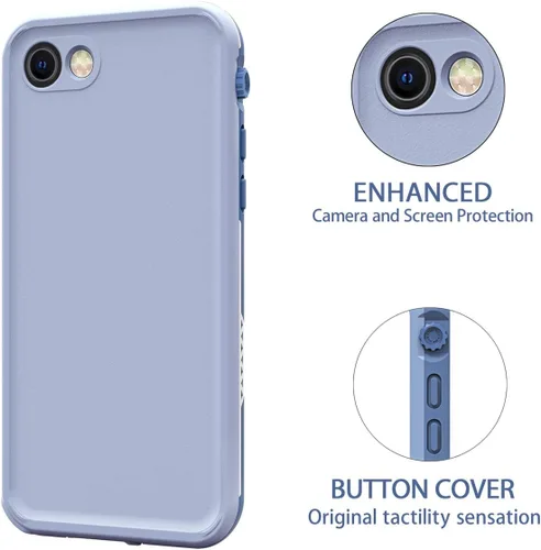 Vista 6 de Funda impermeable para iPhone 8/7/SE 2020, protector de pantalla integrado, totalmente sellado, a prueba de golpes, a prueba de nieve, bajo el agua
