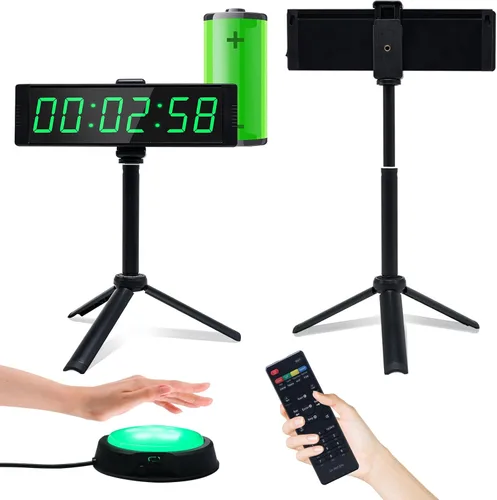 Vista 7 de YZ Reloj de gimnasio para gimnasio en casa con botón de inicio/parada, temporizador de intervalos para entrenamiento, cronómetro/temporizador