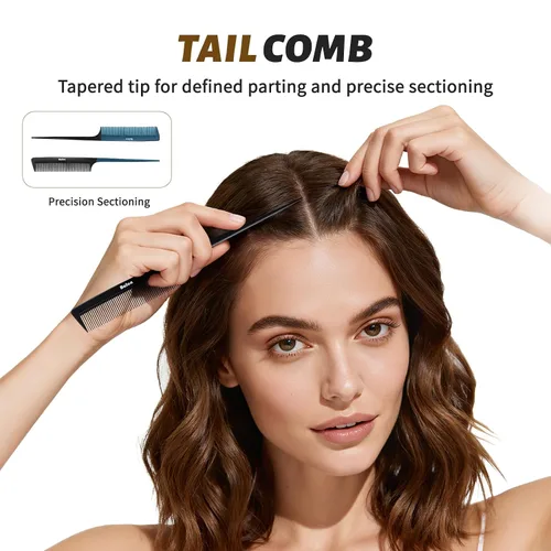 Vista 5 de Cepillo de pelo Balon para mujeres y hombres, juego de cepillo de paleta de 4 piezas, cepillo desenredante, peine para cabello largo, grueso, fino