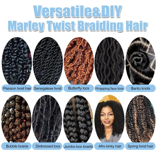 Vista 3 de Cabello para trenzar de 10 pulgadas para locs suaves sintéticos, trenzas de ganchillo Passion Spring Cuban Twist Hair Butterfly Loc Marley Twist