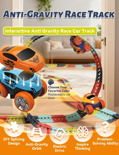 Vista 2 de Pista de carreras antigravedad mejorada 2026 con coche, pista de carreras antigravedad SmartoonKids antigravedad, pista de carreras eléctrica
