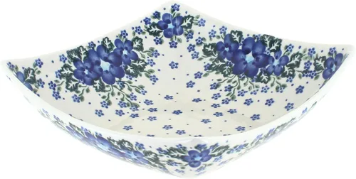 Vista 5 de Blue Rose Polish Pottery – Plato cuadrado Atlantis amarillo – 8 x 8 pulgadas – Hermoso cuenco para servir para ocasiones especiales, cenas o comidas