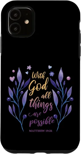 Vista 8 de with God All Things are Possible Matthew 19:26 Christian Case for iPhone 16