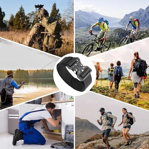 Vista 6 de Cinturones tácticos con hebilla de liberación rápida resistente para hombres 1.5 "cinturón de trabajo web Caqui