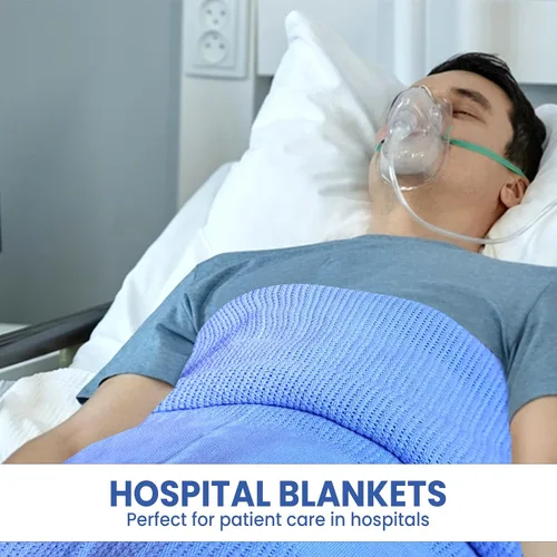 Vista 4 de Linteum Textile - Manta térmica de hospital de 66 x 90 pulgadas, 100 % algodón, transpirable, suave y acogedora, con diseño de célula abierta
