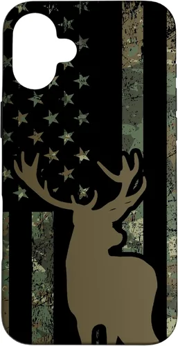 Vista 21 de Funda de camuflaje para iPhone 13 con diseño de alce y caza de bandera americana