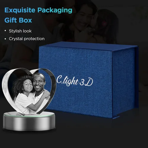 Vista 6 de Foto de corazón de cristal, regalo personalizado con tu propia foto, imagen grabada con láser 3D, regalo personalizado de cristal, regalo único