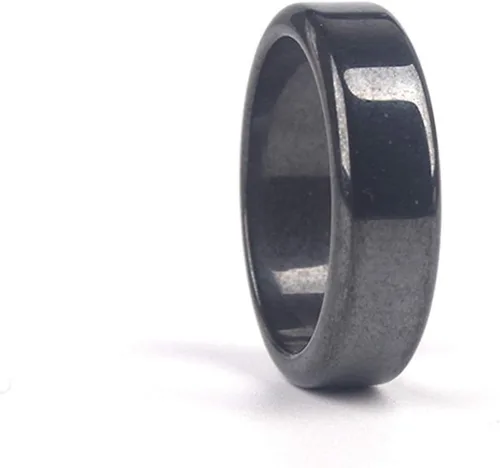 Vista 2 de 3 unids negro hematita imán piedra anillo absorber energía negativa equilibrio de ansiedad chakra anillo para mujeres hombres niñas niñas