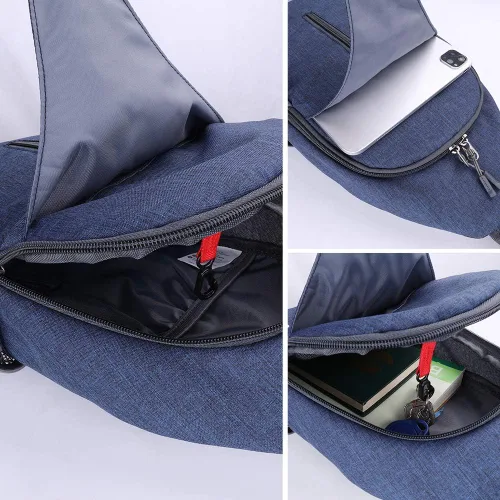 Vista 84 de Waterfly - Mochila cruzada tipo bandolera para viajes y caminatas, bolsa de pecho, Gris, talla única