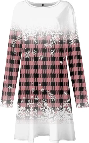 Vista 3 de Vestidos para mujer, de moda, casual, color sólido, cuello redondo, manga larga, vestido maxi de gran