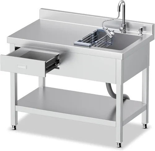 Vista 16 de 39in Large Capacity Stainless Steel Utility Sink with 2-Water Outlet Modes