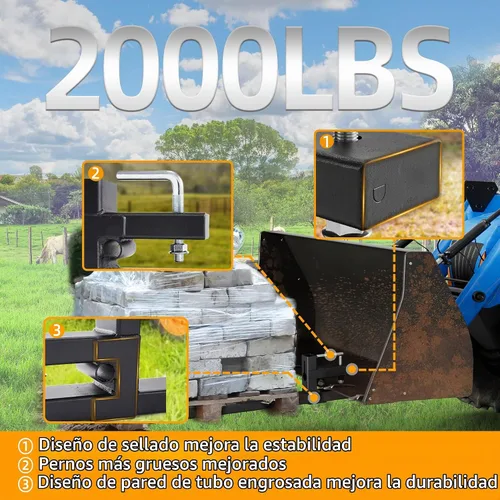 Vista 2 de YINTATECH - Abrazadera de 43 pulgadas y 2000 libras en horquillas de palet, horquillas de tractor resistentes