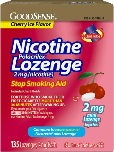 Vista 15 de GoodSense Pastilla Polacrilex de nicotina de 2 mg, sabor a cereza, ayuda para dejar de fumar, 72