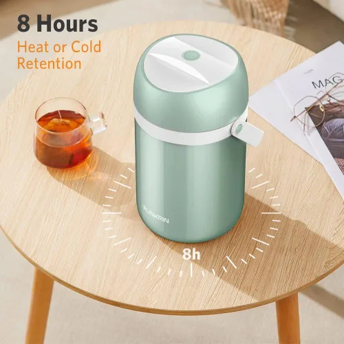 Vista 5 de Tarro de comida aislado de 64 onzas, lonchera térmica apilable de 3 niveles, mantiene la comida caliente 6 horas, a prueba de fugas, sin BPA