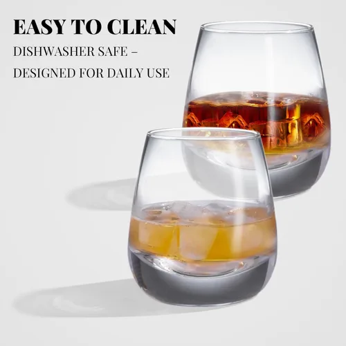 Vista 4 de Vasos de whisky Old Fashioned – Juego de 4 vasos transparentes de 8 onzas para whisky escocés y cócteles