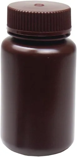 Vista 7 de United Scientific® - Recipientes de muestra con tapas - Botella de reactivo de boca ancha de HDPE ámbar - Contenedor químico - Botellas de plástico