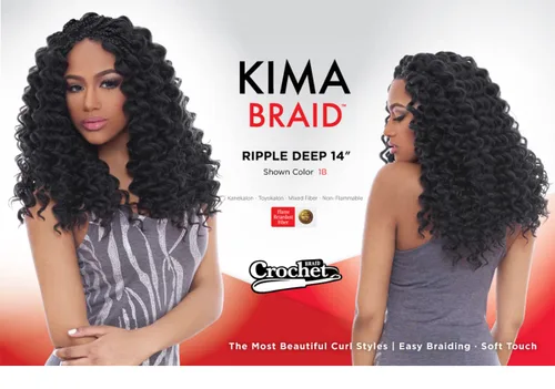 Vista 5 de Harlem 125 Trenzas de pelo sintético Kima Braid Ripple Deep 14 pulgadas (paquete de 3, 27)