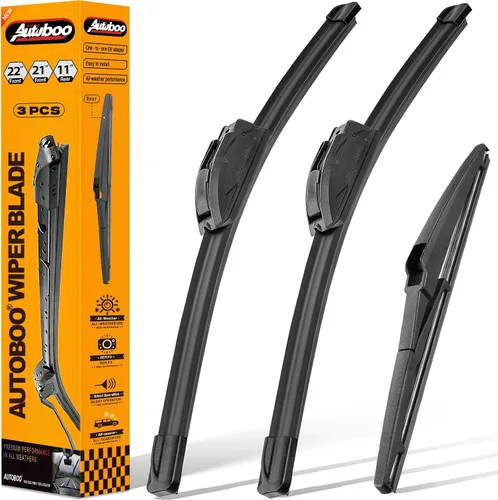 Vista 27 de AUTOBOO Limpiaparabrisas de 15 + 15 pulgadas con limpiaparabrisas trasero de 13 pulgadas de repuesto para Jeep Wrangler JK 2008-2018, Jeep Wrangler