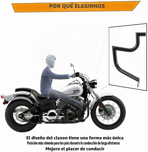 Vista 3 de Kinglemc Barra de Choque Protector de Motor Barra de Carretera para Yamaha VStar V-Star Dragstar XVS 400 650 (Negro)