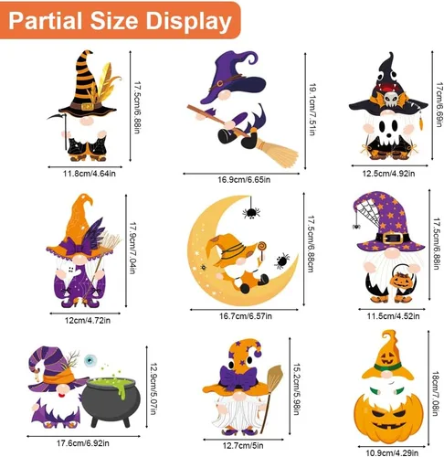 Vista 5 de AUAUY Decoración de ventana de Halloween, 9 hojas, 70 unidades, calcomanías para ventana, imágenes de ventana de doble cara con calabaza