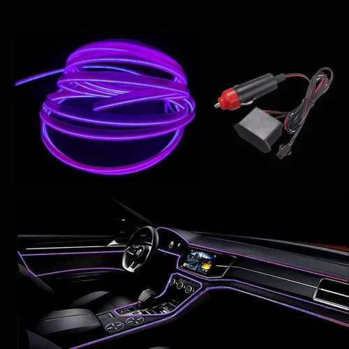 Vista 17 de MaxLax Tira de Iluminación LED de Neón Azul para Interior de Auto - 9.84 Pies de Cable EL de 12V Flexible con Protección de Fusible Integrada