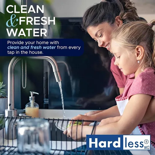 Vista 4 de Hardless NG4L Filtro de agua para toda la casa – Dispositivo de ablandamiento sin sal – Reduce la cal, los sedimentos y más – Compacto, fácil