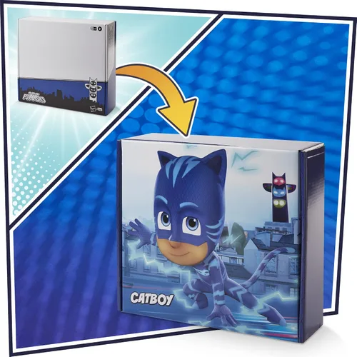 Vista 10 de PJ Masks - Power Pack Set de juguetes de Catboy para preescolar, con 2 figuras de acción, vehículo, pulsera y máscara de disfraz infantil