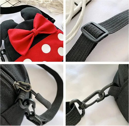 Vista 6 de Linda bolsa cruzada de Minnie Mouse para niñas pequeñas mini bolso cruzado de Disney para niños bolso cruzado de hombro para niños pequeños Rojo