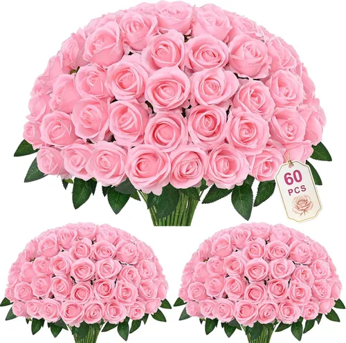 Vista 23 de 50 flores artificiales de rosas negras, ramo de rosas falsas de terciopelo Negro