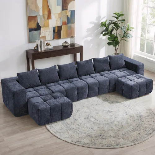 Vista 38 de Sofá de dos plazas seccional modular sin armazón de 78.7 pulgadas, sofá nube capitoné con asiento profundo, sofá de chenilla para sala de estar