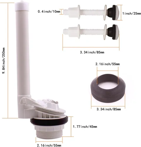Vista 2 de Kit de reemplazo de válvula de descarga de inodoro de 2 pulgadas con junta y pernos compatible con inodoro de dos piezas American Standard