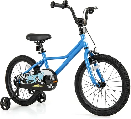 Vista 12 de BABY JOY Bicicleta para niños, 12, 14, 16, 18 pulgadas, bicicleta deportiva con ruedas de entrenamiento extraíbles, frenos de mano y posavasos