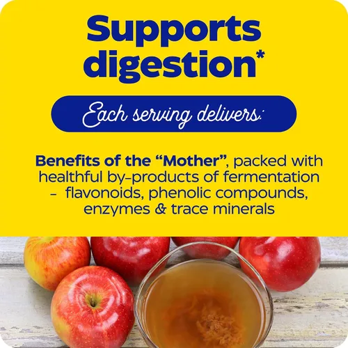 Vista 4 de Enzymedica Suplemento de vinagre de sidra de manzana para mujeres y hombres, gomitas de vinagre de sidra de manzana con madre, 1000 mcg de vitamina
