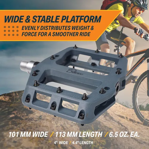 Vista 6 de Bikeroo Black Light Up Mountain Bike Pedals for Night Morning, MTB Platform w/Grip Pins, All Metal Construction, 9/16" Spindle