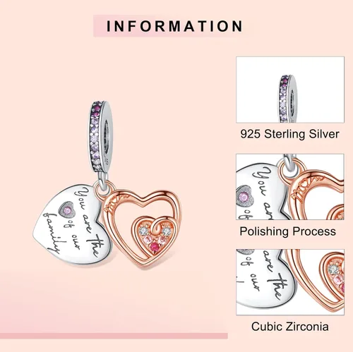 Vista 3 de La Menars Heart and Lock Married Couple 925 Sterling Silver Charms for Bracelets Silver Love Pendant Sister Friends Beads for Bracelets & Necklaces