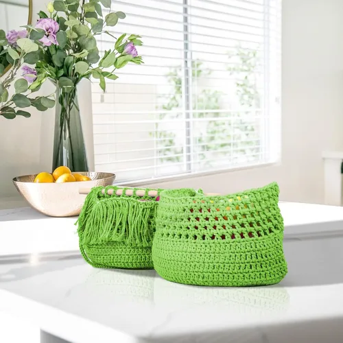 Vista 6 de ZUEXT Cordón de algodón para macramé de 4 mm x 500 m, ZUEXT Cordones trenzados naturales hechos a mano en verde manzana de 4 hebras, cuerda de lana