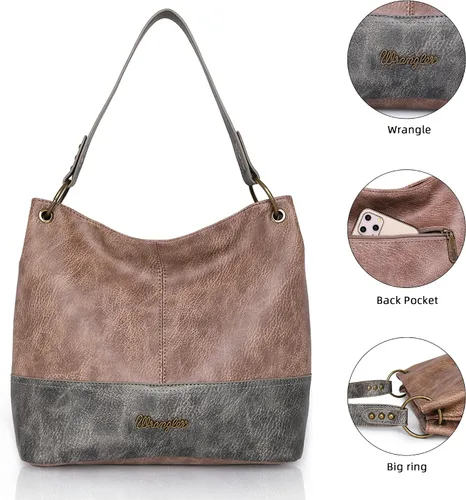 Vista 5 de Wrangler Hobo - Bolsos de cuero vegano con asa superior para mujer