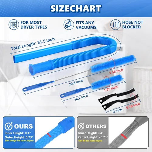 Vista 3 de Sealegend Kit de limpiador de ventilación para secadora, accesorio para Azul