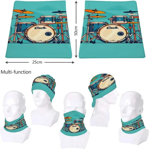 Vista 8 de Sun UV Protection Neck Gaiter Upf 50+ Balaclava Ski Cool Drum Set Face Mask Summer Face Cover Scarf Breathable Bandana for Fishing Hunting Kayaking